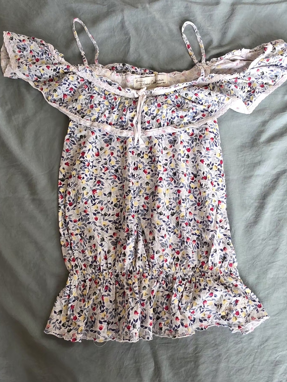 Vintage Havana Girls' White Floral Off-Shoulder Short Sleeve Top